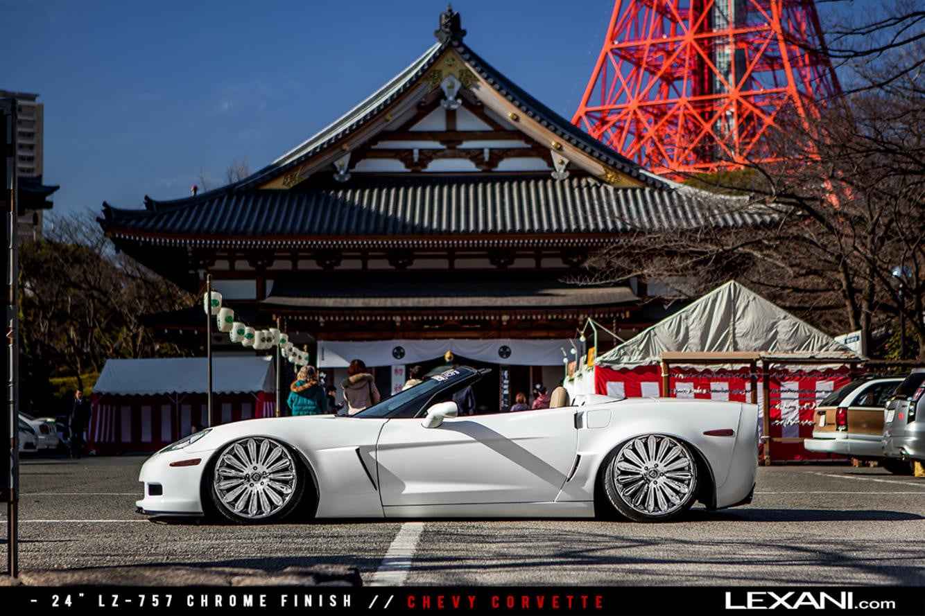 Lowered White Chevy Corvette with LZ Series Lexani Wheels - Photo by Lexani