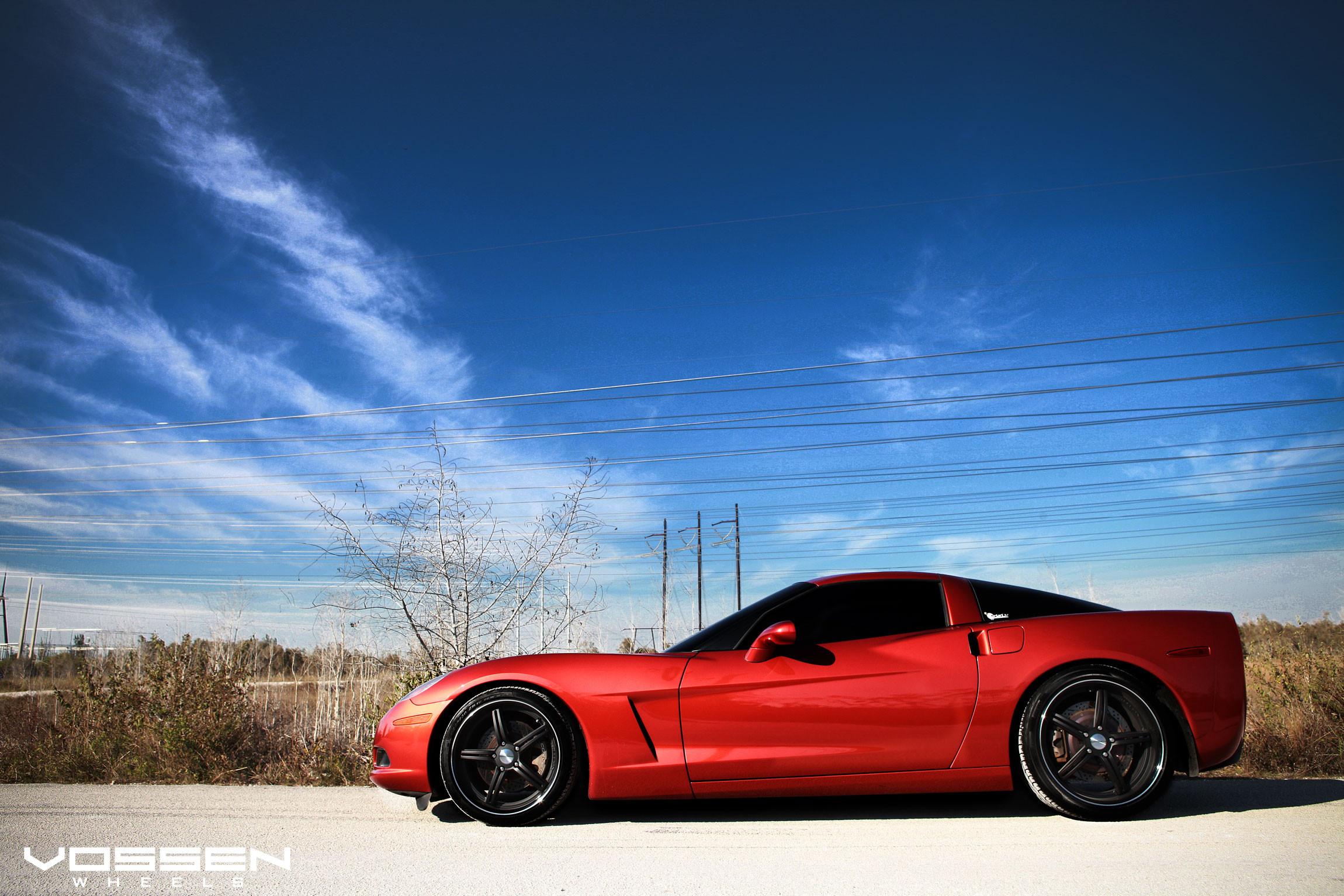 Red Chevy Corvette with Bumper Air Ducts - Photo by Vossen
