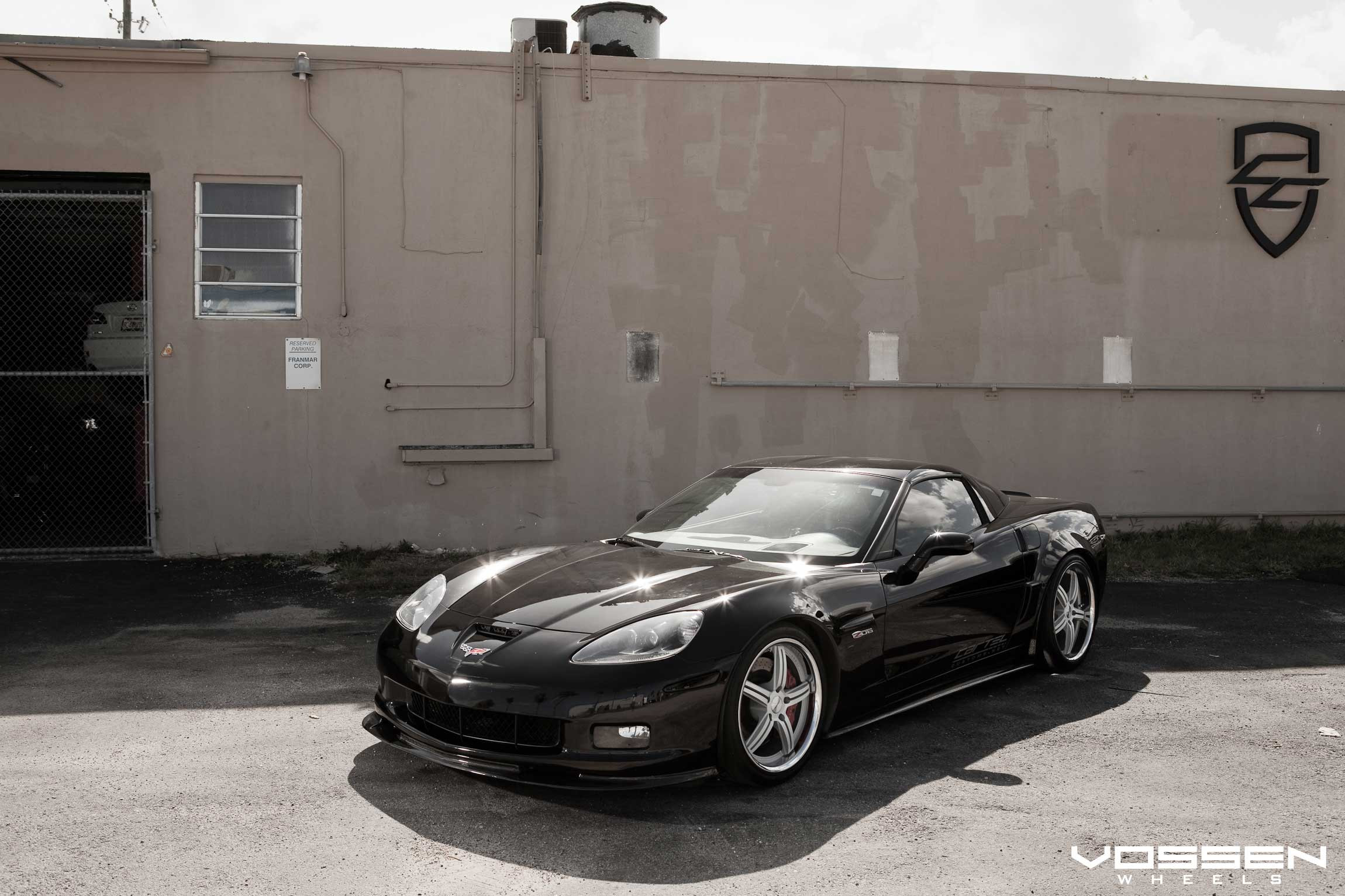 Black Chevy Corvette Z06 with Custom Body Kit - Photo by Vossen