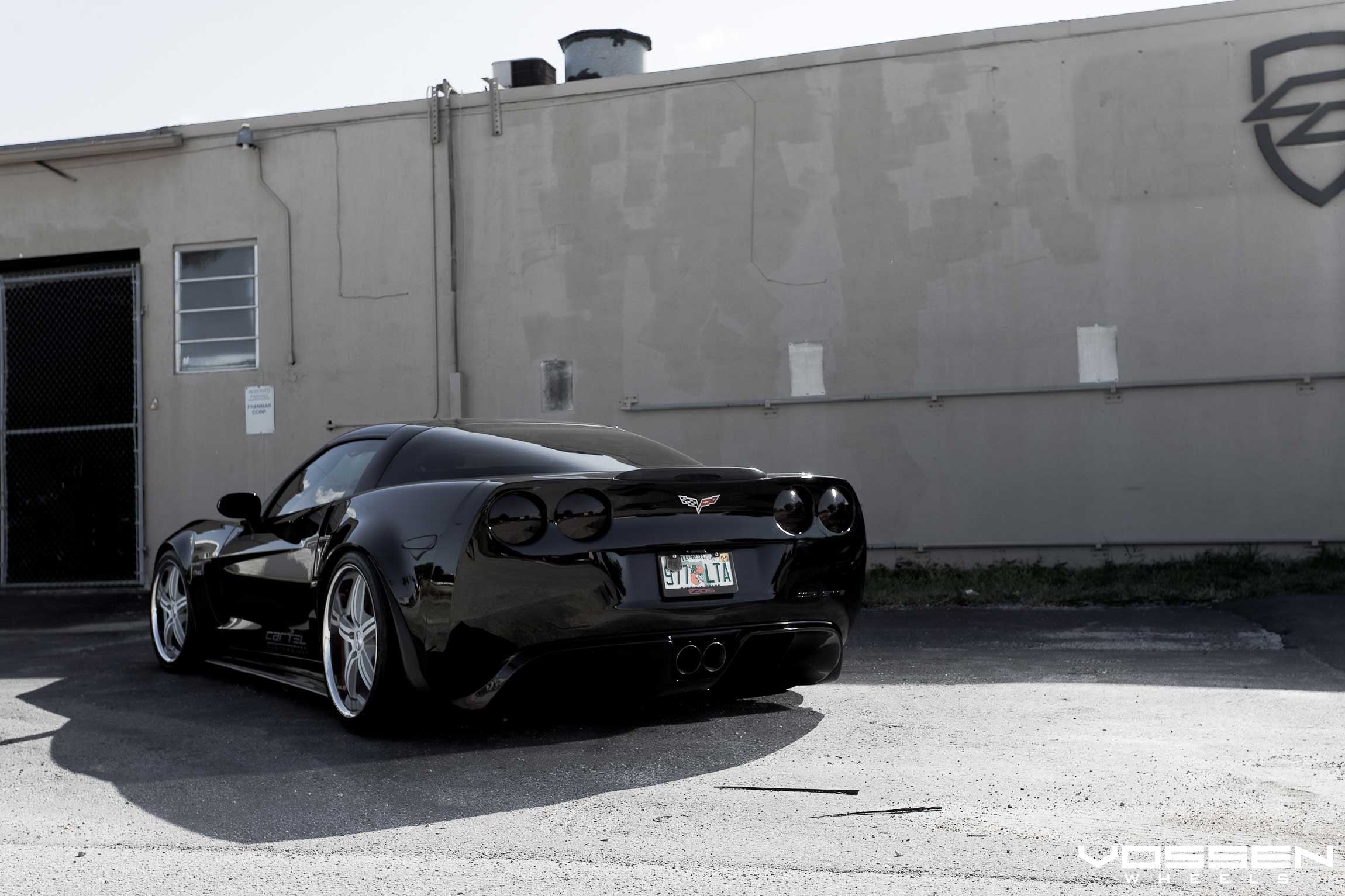 Dark Smoke Taillights on Black Chevy Corvette - Photo by Vossen