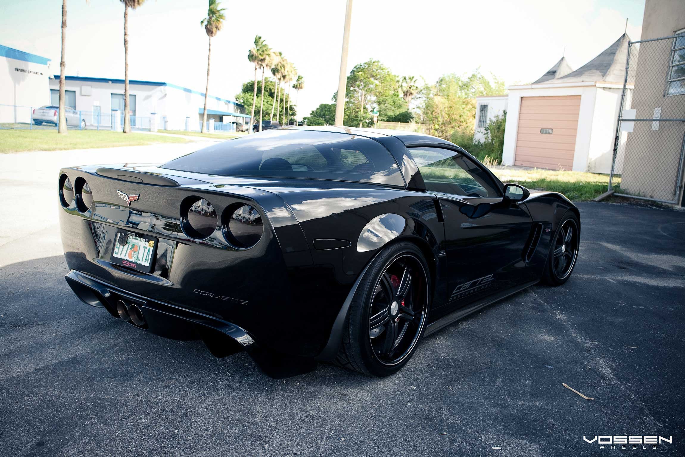 Custom Dark Smoke Taillights on Black Chevy Corvette - Photo by Vossen