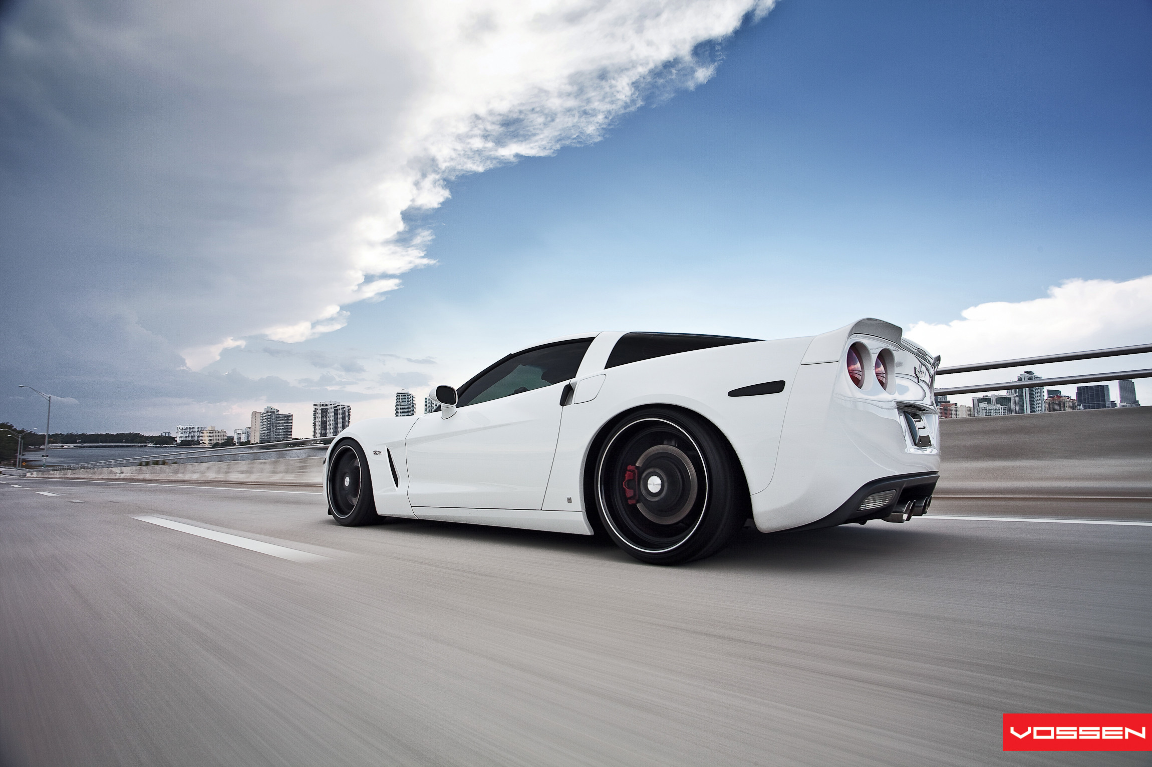 White Chevy Corvette Custom Rear Spoiler - Photo by Vossen