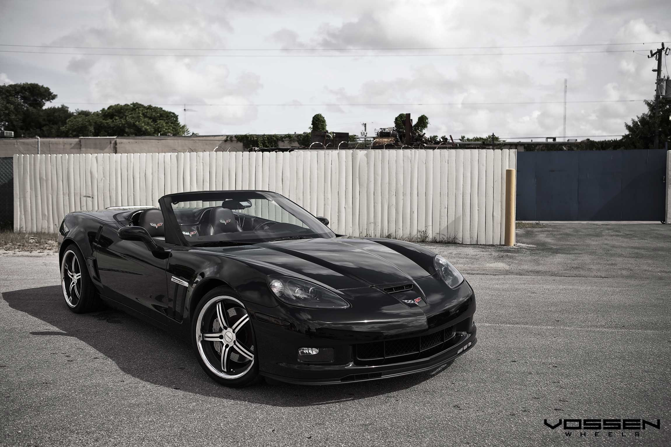 Convertible Chevy Corvette with Dark Smoke Headlights - Photo by Vossen