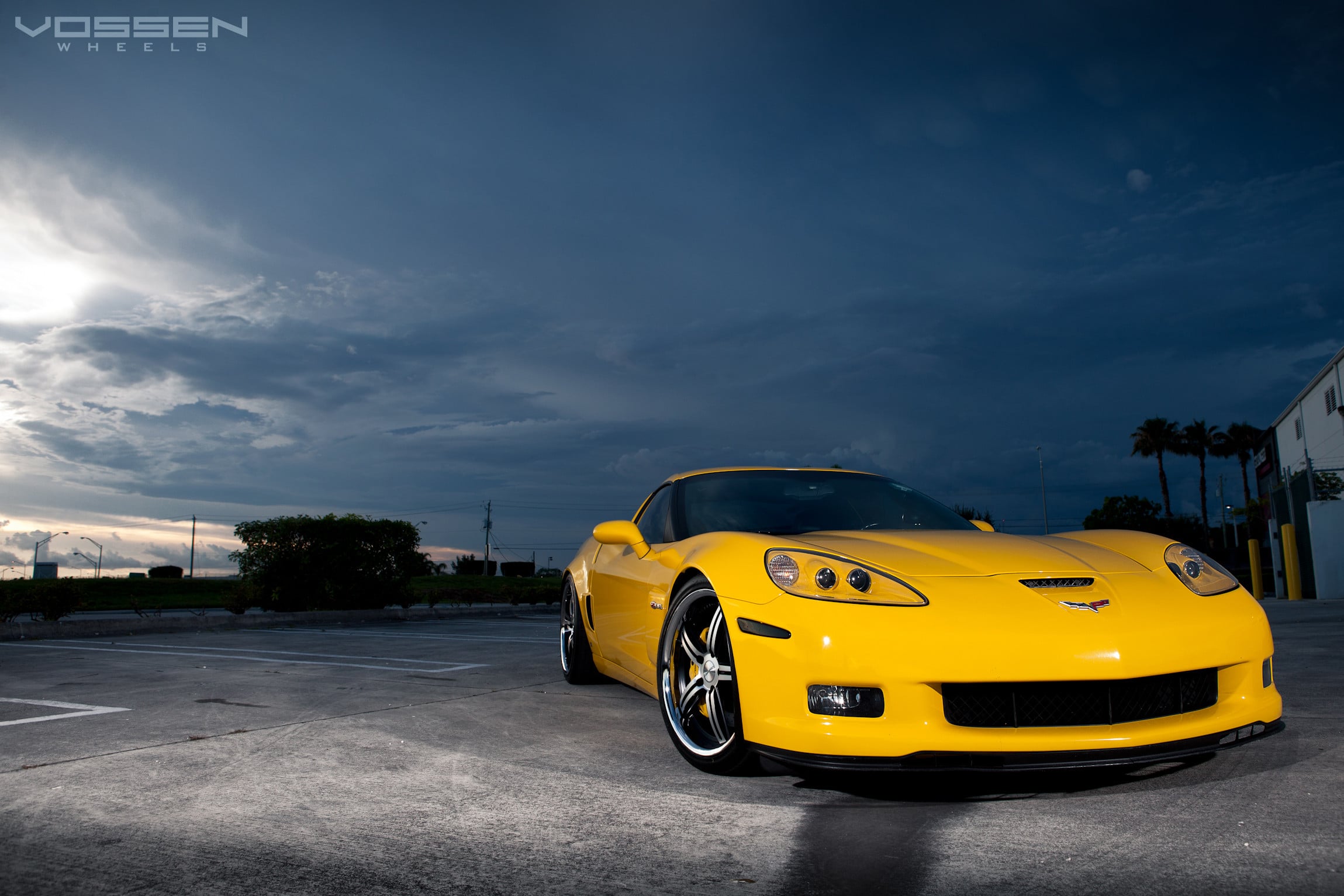 Yellow Chevy Corvette Custom Front Bumper - Photo by Vossen