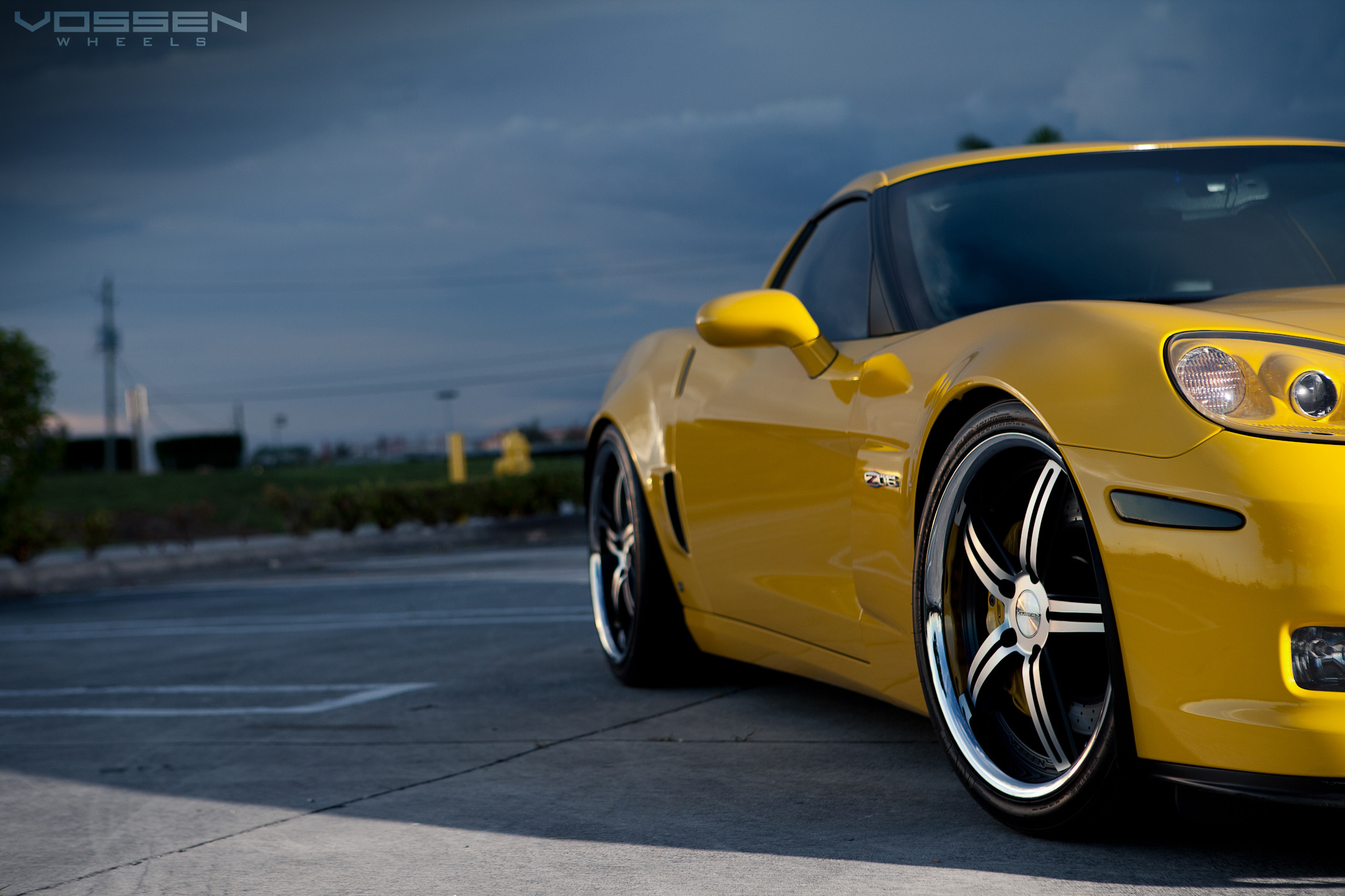 Aftermarket Headlights on Yellow Chevy Corvette Z06 - Photo by Vossen