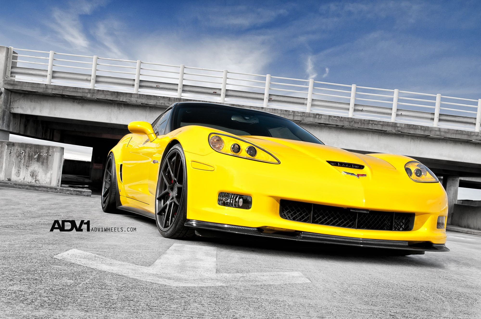 Yellow Chevy Corvette with Carbon Fiber Front Lip - Photo by ADV.1