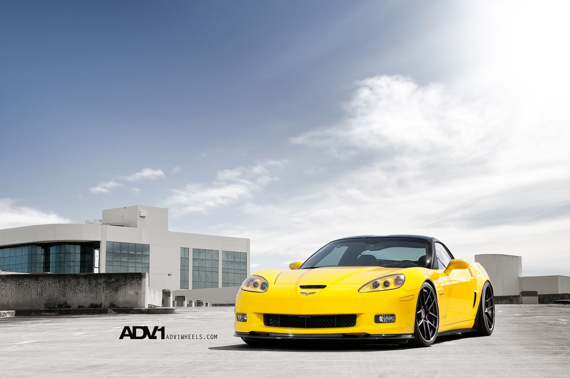 Aftermarket Headlights on Yellow Chevy Corvette - Photo by ADV.1