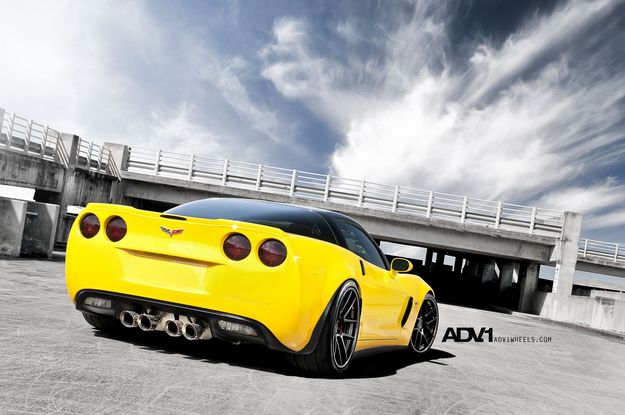 Yellow Chevy Corvette with Custom Rear Diffuser - Photo by ADV.1