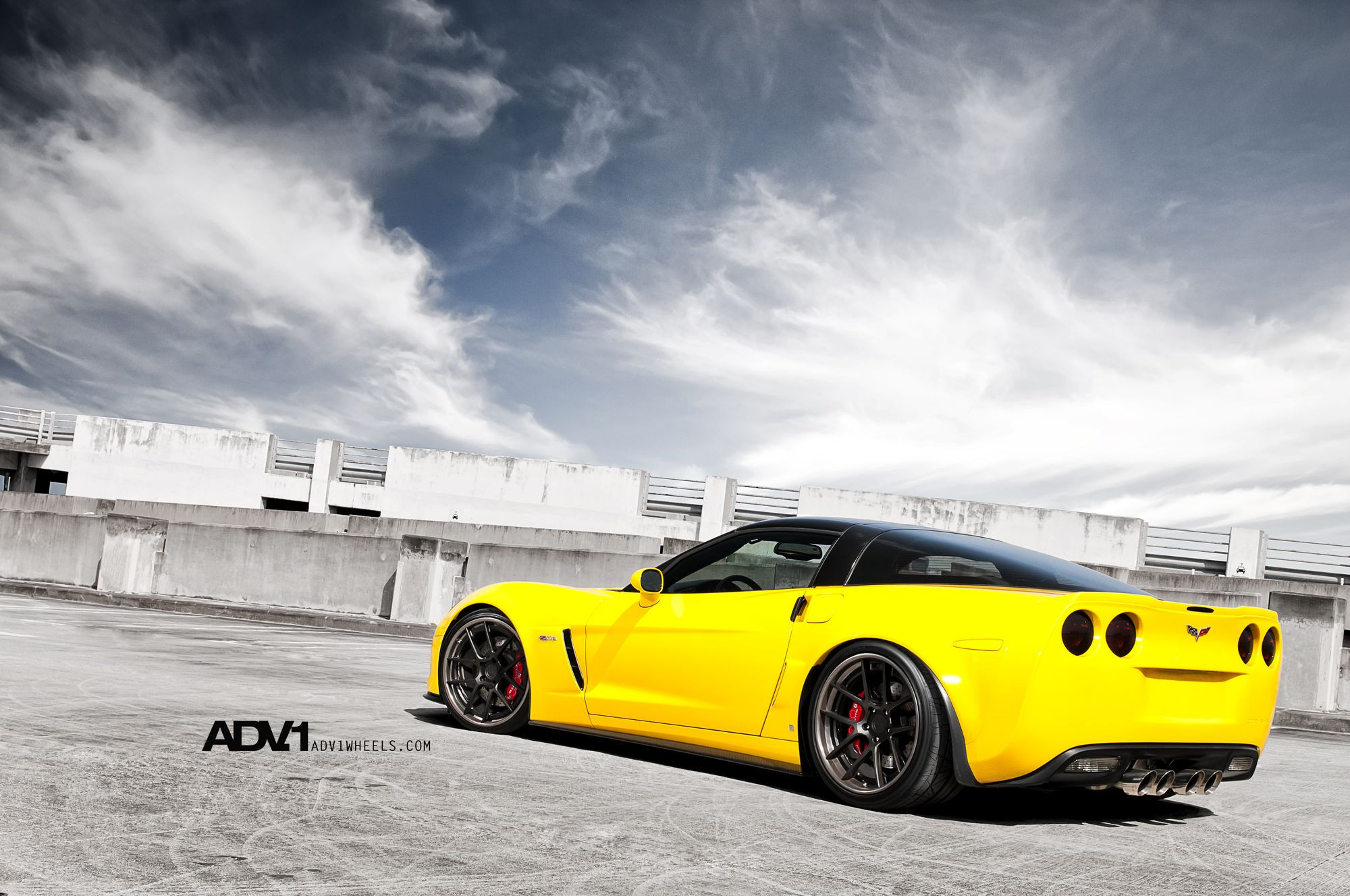 Matte Black ADV1 Wheels on Yellow Chevy Corvette - Photo by ADV.1