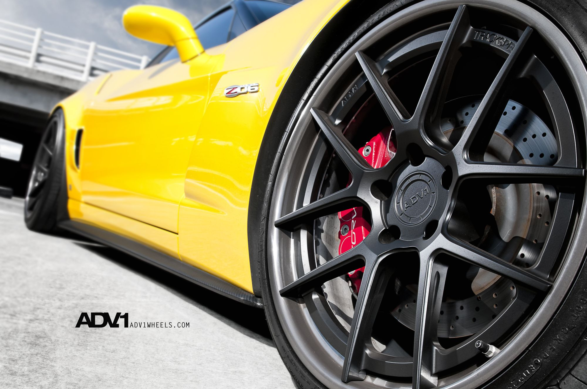 ADV1 Rims with Red Brakes on Yellow Chevy Corvette - Photo by ADV.1