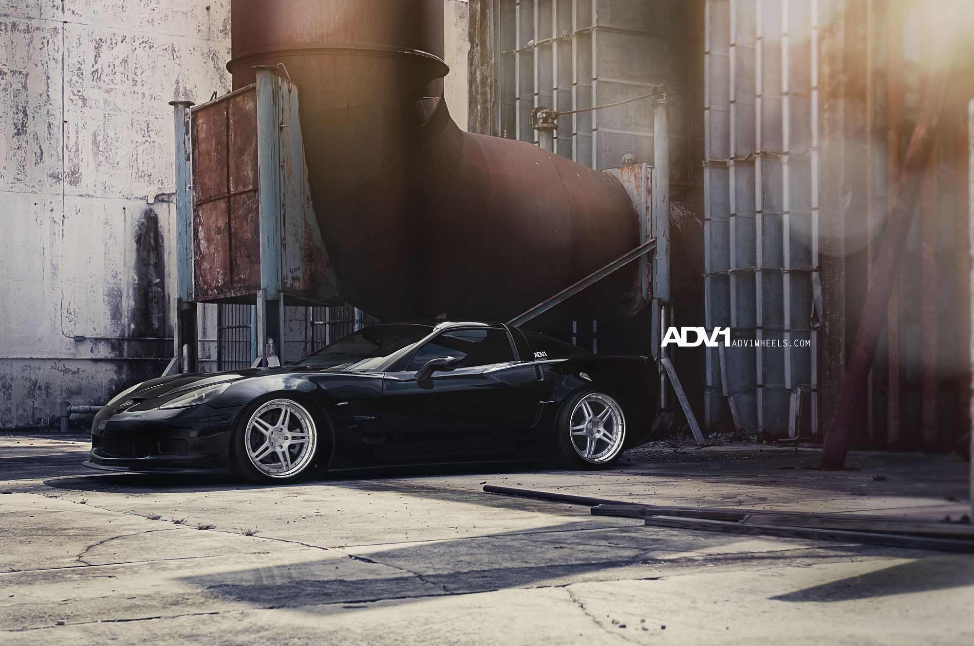 Aftermarket Side Mirrors on Black Chevy Corvette - Photo by ADV.1