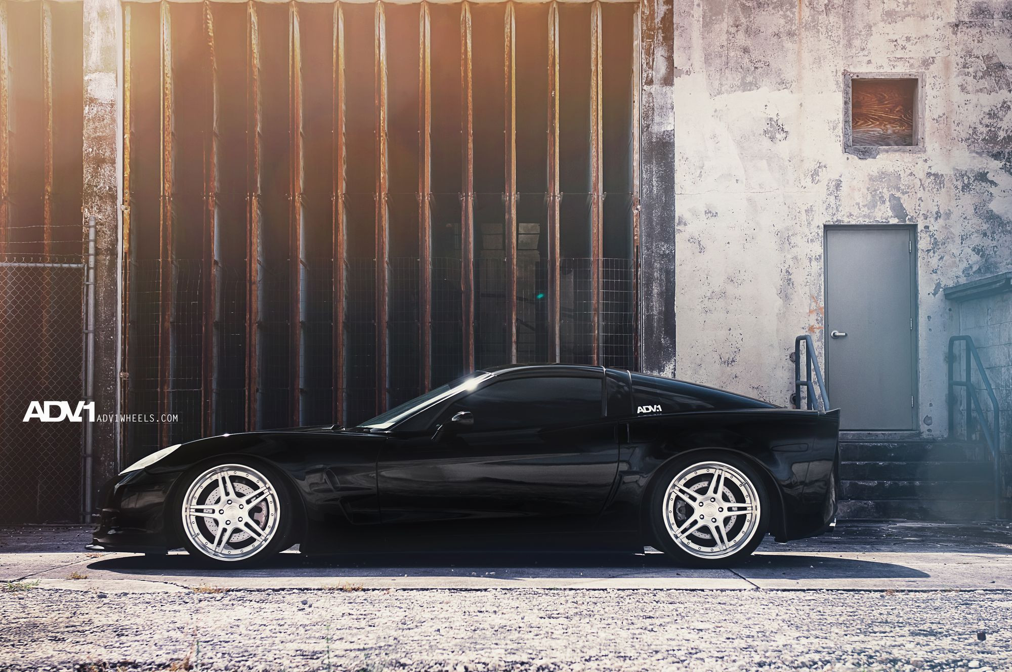 Polished ADV1 Rims on Black Chevy Corvette - Photo by ADV.1