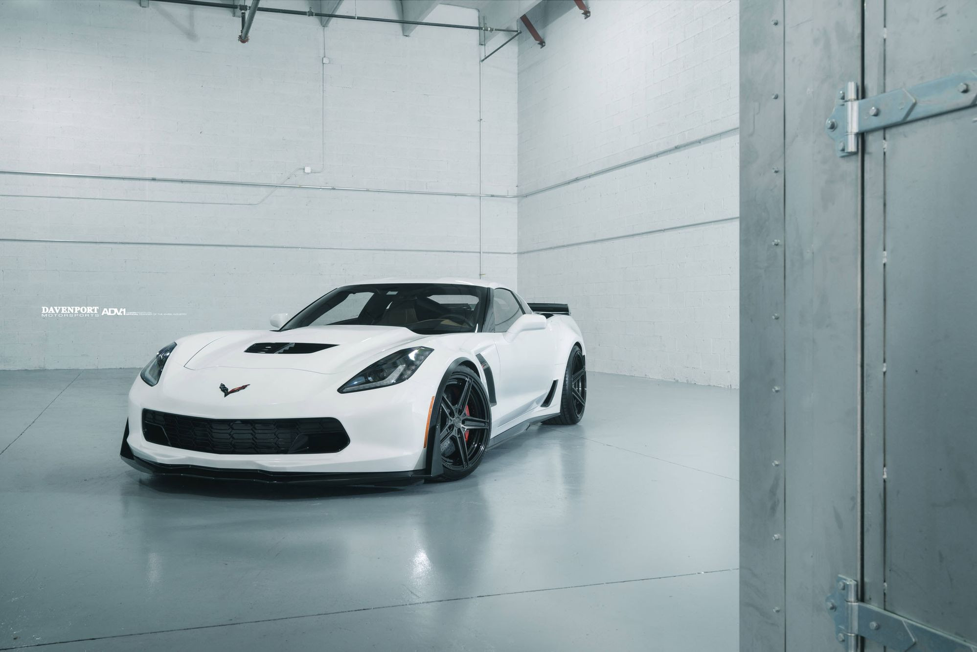 White Chevy Corvette with Aftermarket Hood - Photo by ADV.1