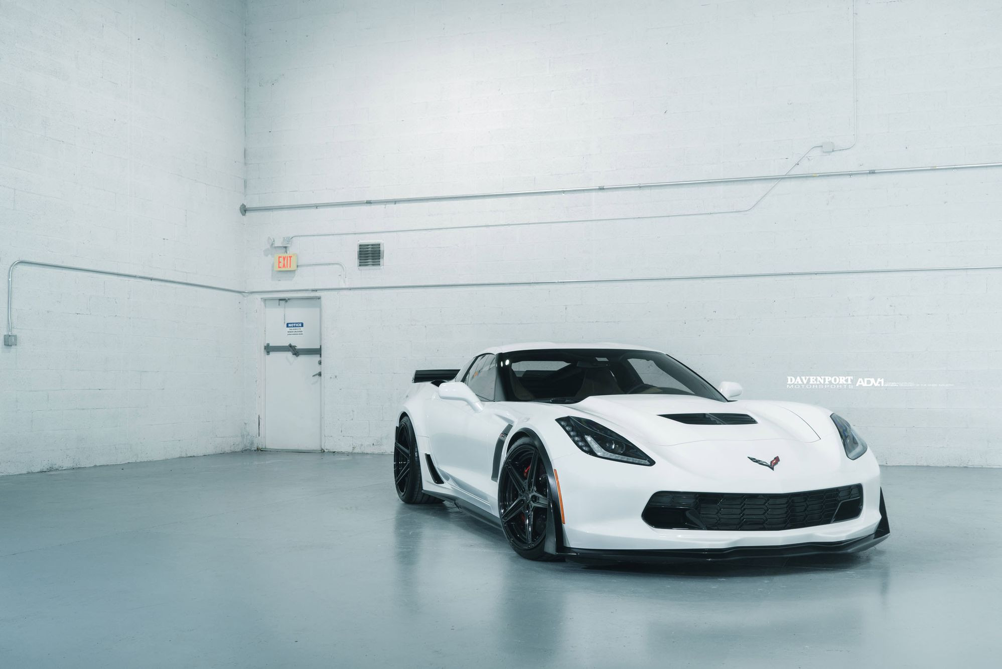White Chevy Corvette with Brushed Liquid Smoke ADV1 Rims - Photo by ADV.1