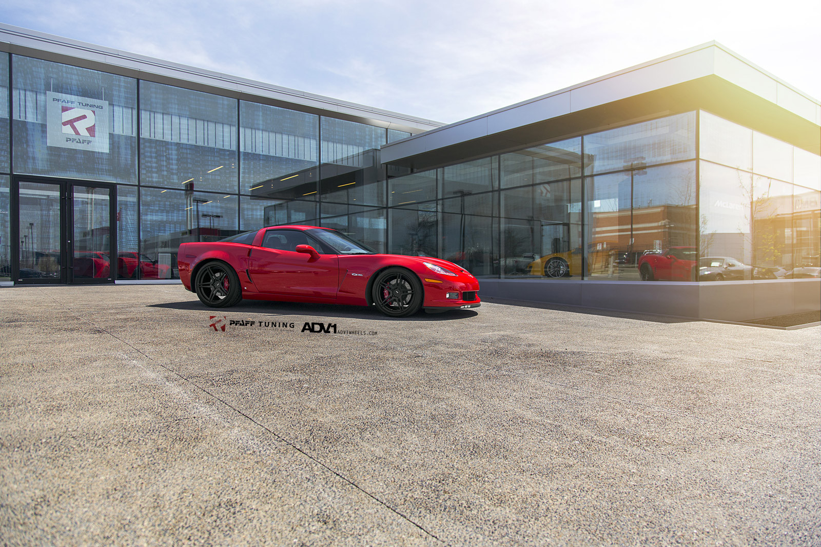 Black Front Lip on Red Chevy Corvette - Photo by ADV.1