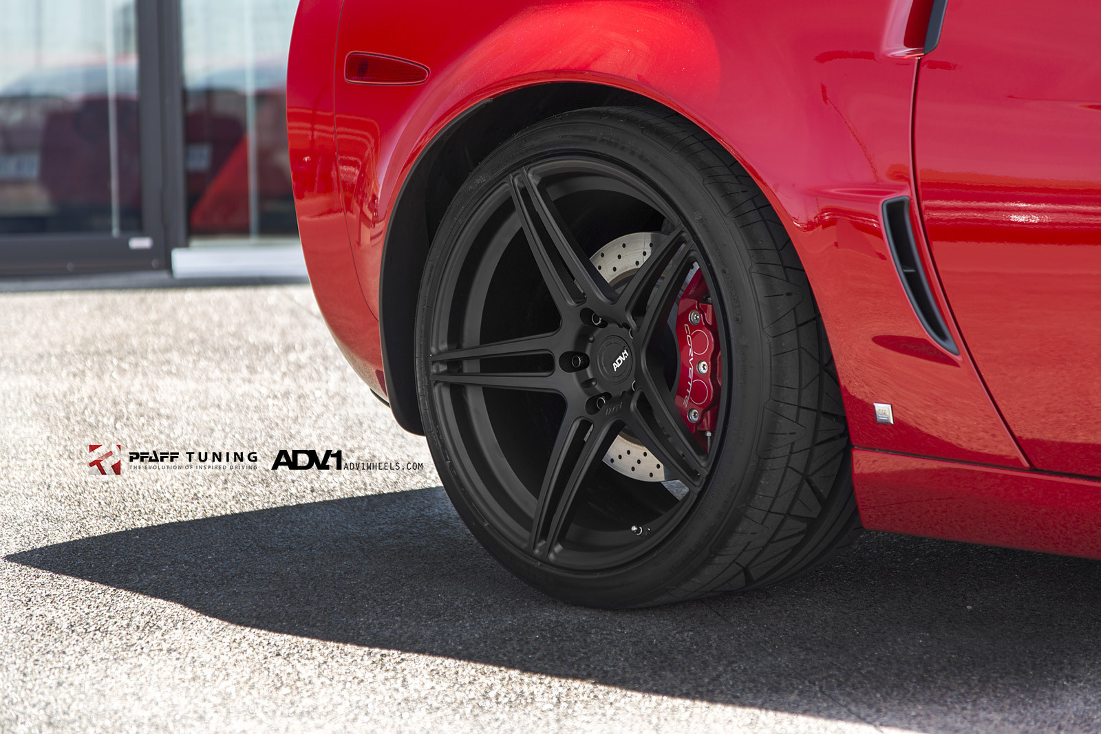 Red Chevy Corvette with Matte Black ADV1 Wheels - Photo by ADV.1