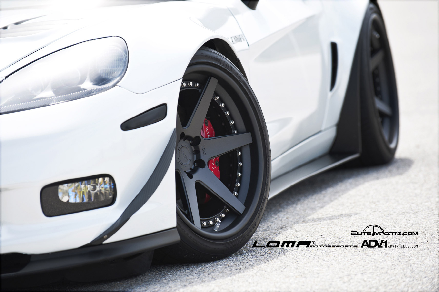 Matte Black ADV1 Rims on White Chevy Corvette - Photo by ADV.1
