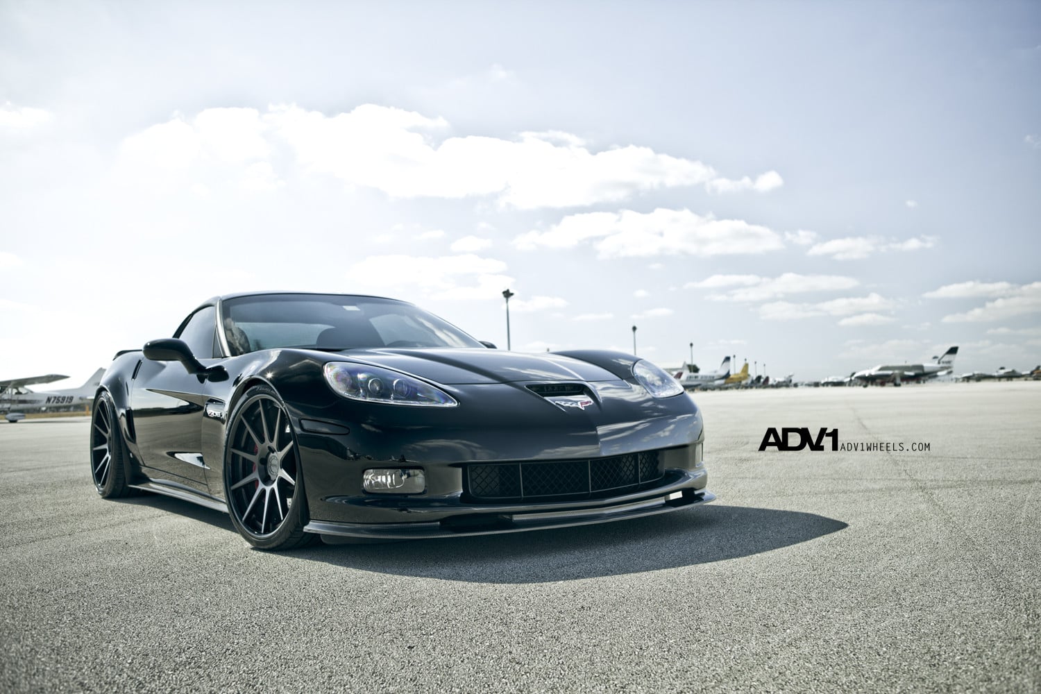 Stealth Black Chevy Corvette with Custom Hood - Photo by ADV.1