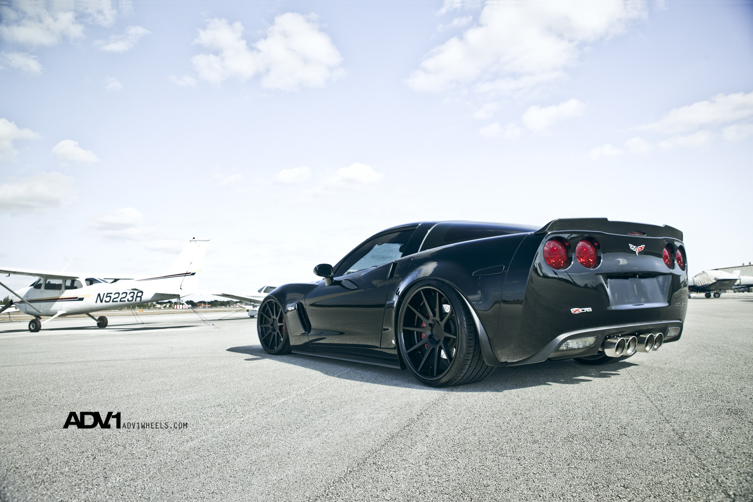 Stealth Black Chevy Corvette with Rear Diffuser - Photo by ADV.1