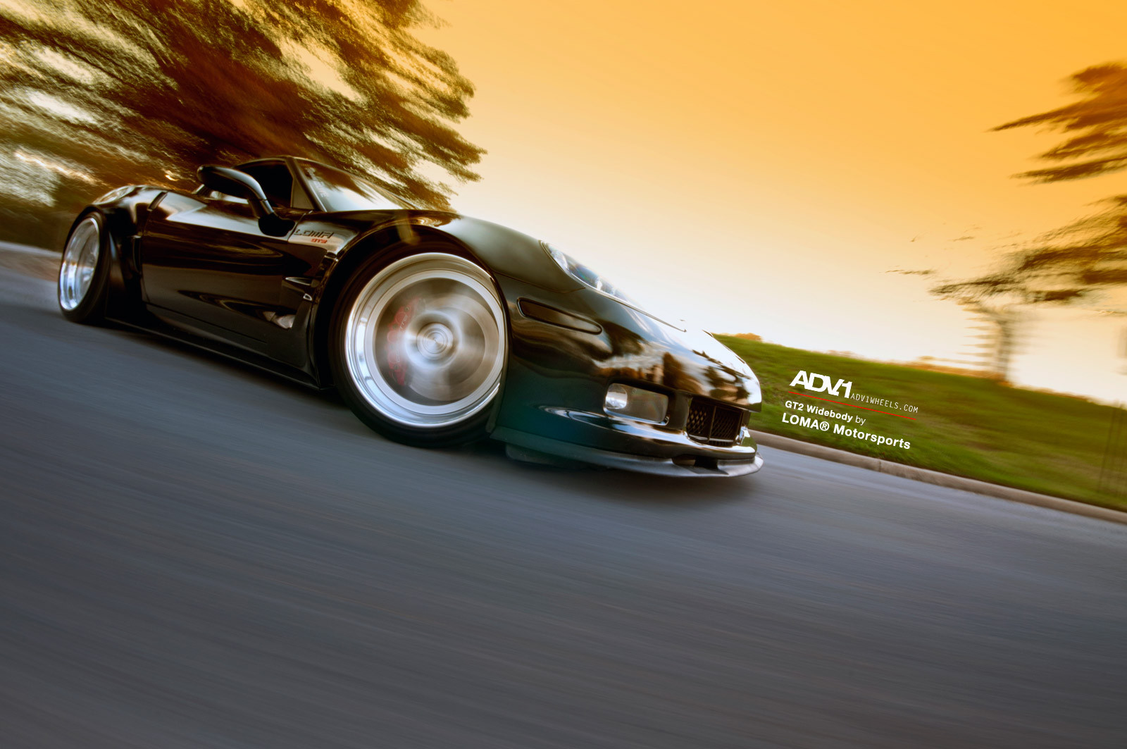 Black Chevy Corvette with Custom Polished ADV1 Rims - Photo by ADV.1