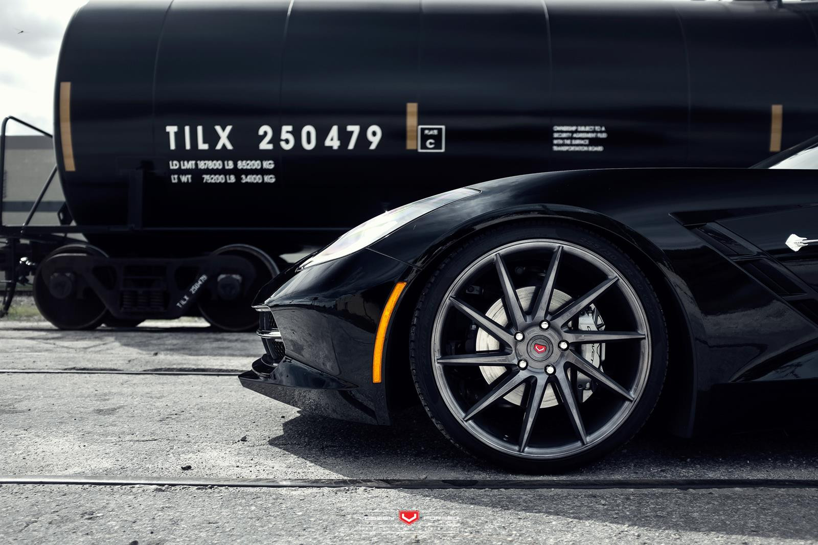 Corvette With Gloss Graphite Vossen VVSCVT Rims - Photo by Vossen