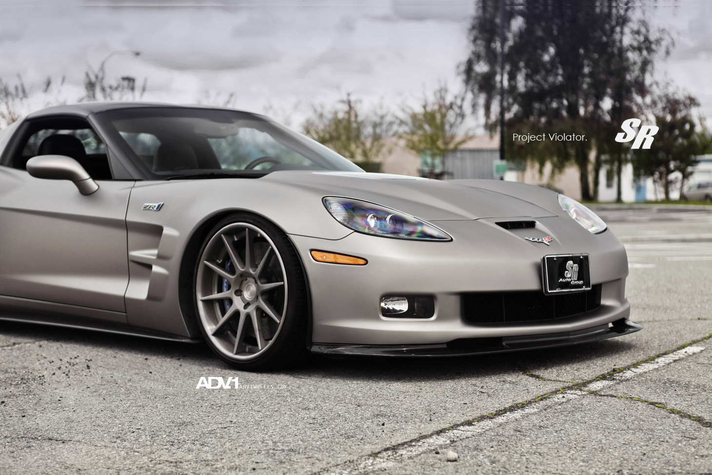 Custom Side Scoops on Gray Matte Chevy Corvette  - Photo by ADV.1