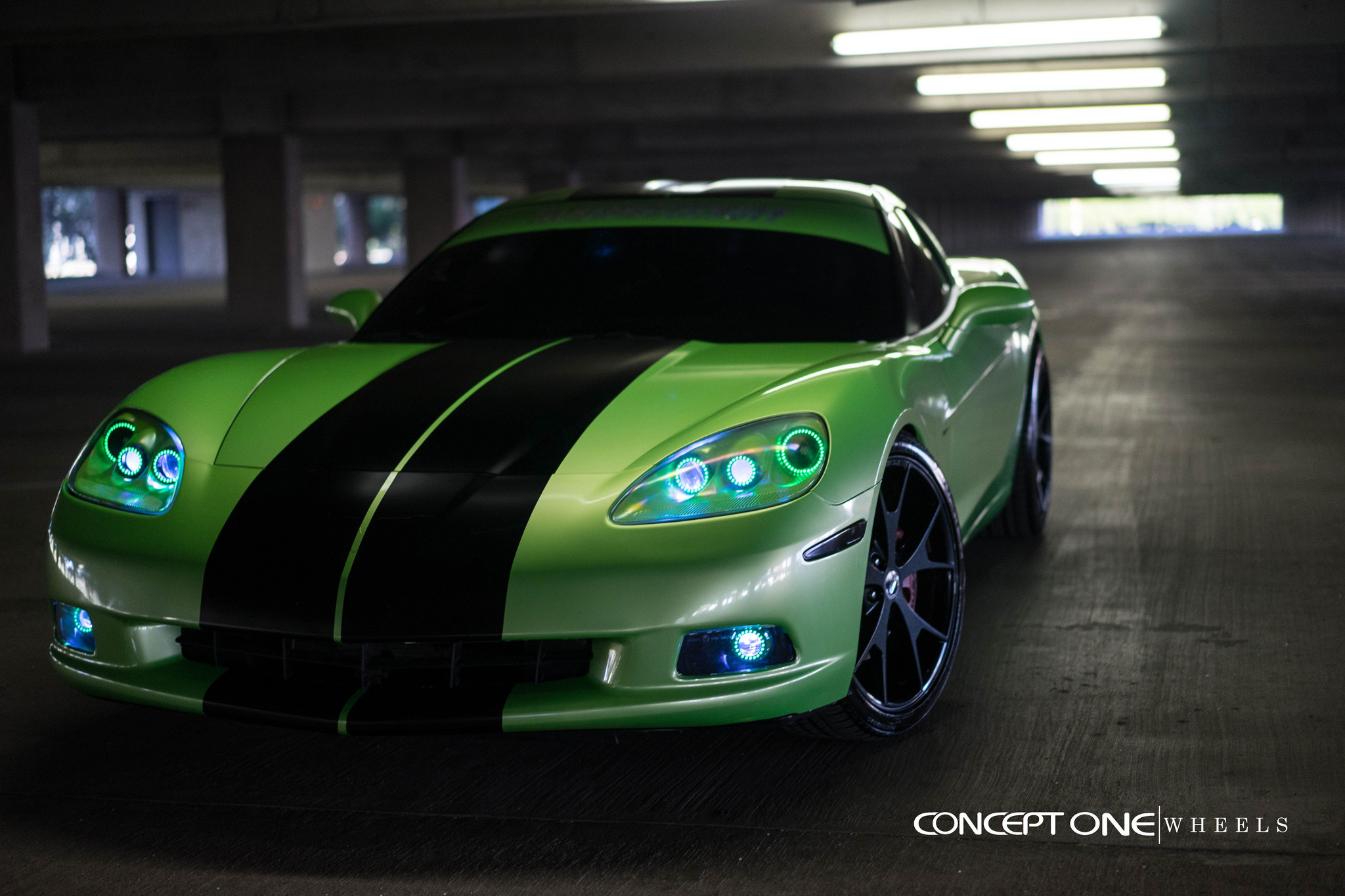 Green Chevy Corvette with Custom Front Bumper - Photo by Concept One
