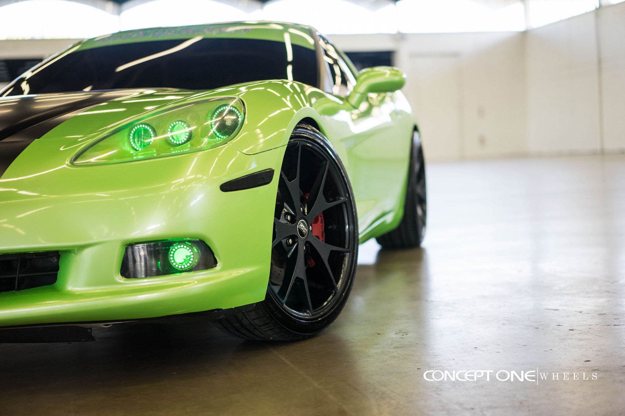 Green Chevy Corvette with Matte Black Concept One Rims - Photo by Concept One