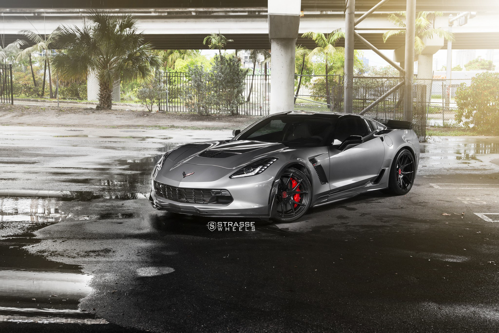 Custom Front Lip on Gray Chevy Corvette - Photo by Strasse Forged