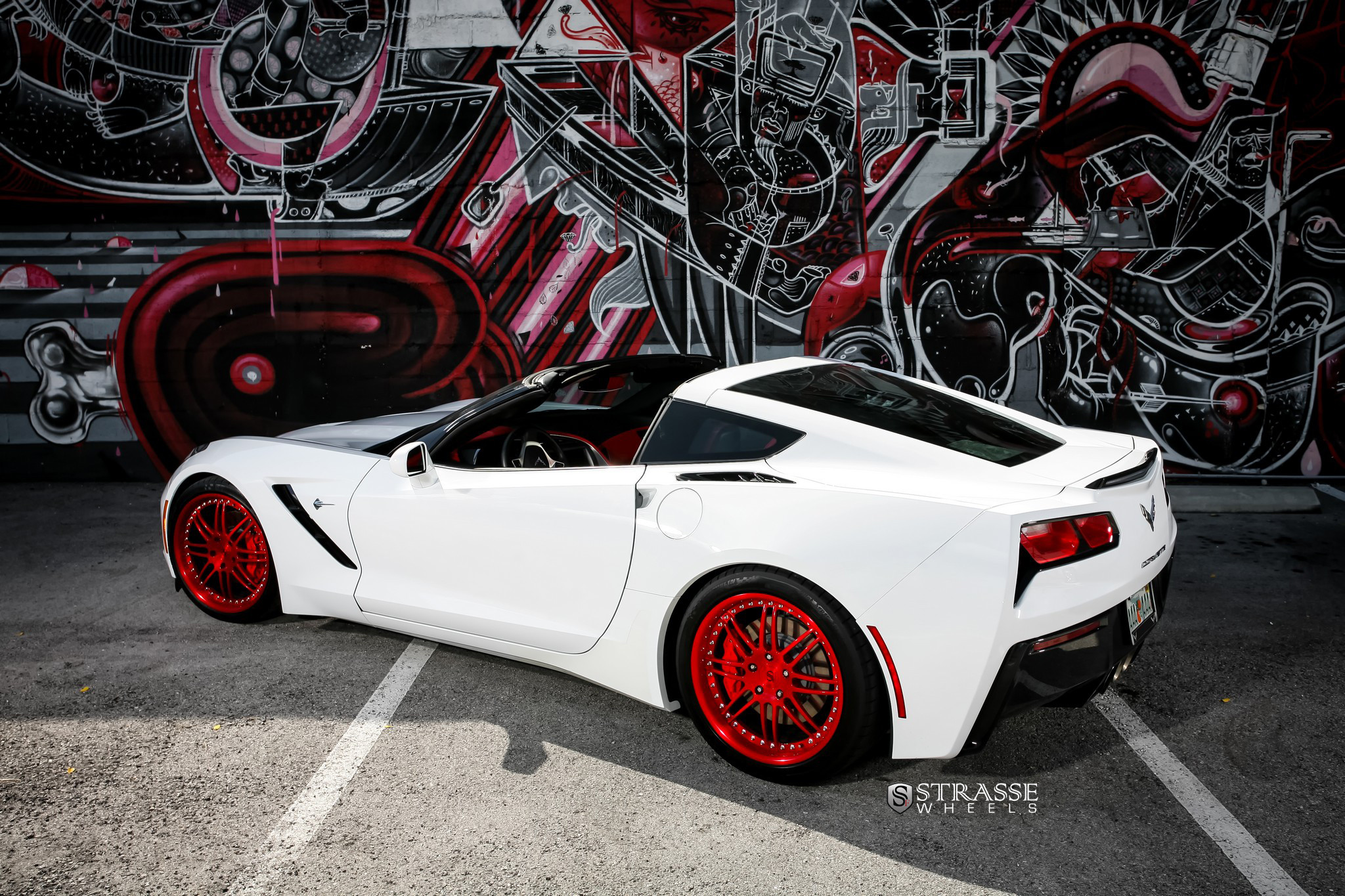 Custom White Convertible Chevy Corvette Side Skirts - Photo by Strasse Forged