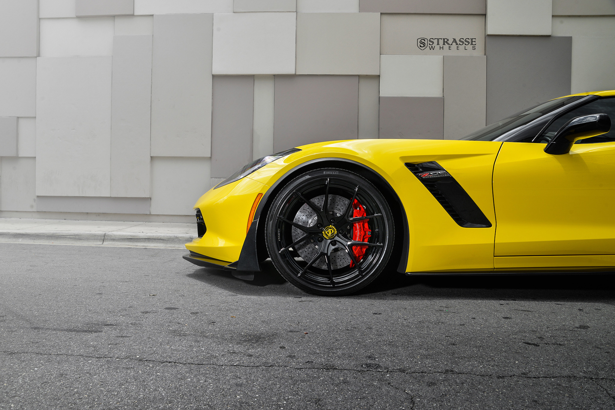 Custom Yellow Chevy Corvette Z06 Side Scoops - Photo by Strasse Forged