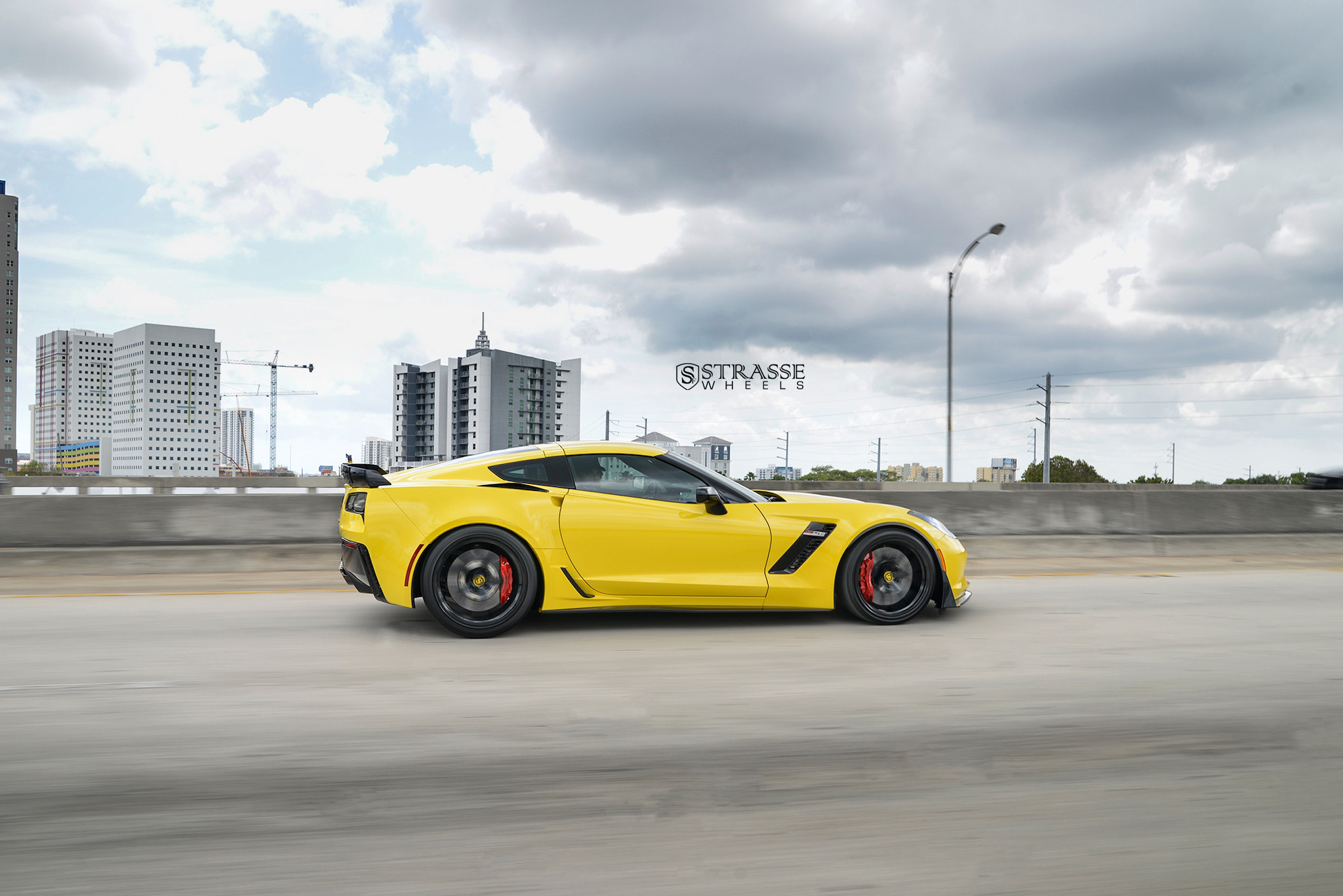 Strasse Wheels on Custom Yellow Chevy Corvette Z06 - Photo by Strasse Forged