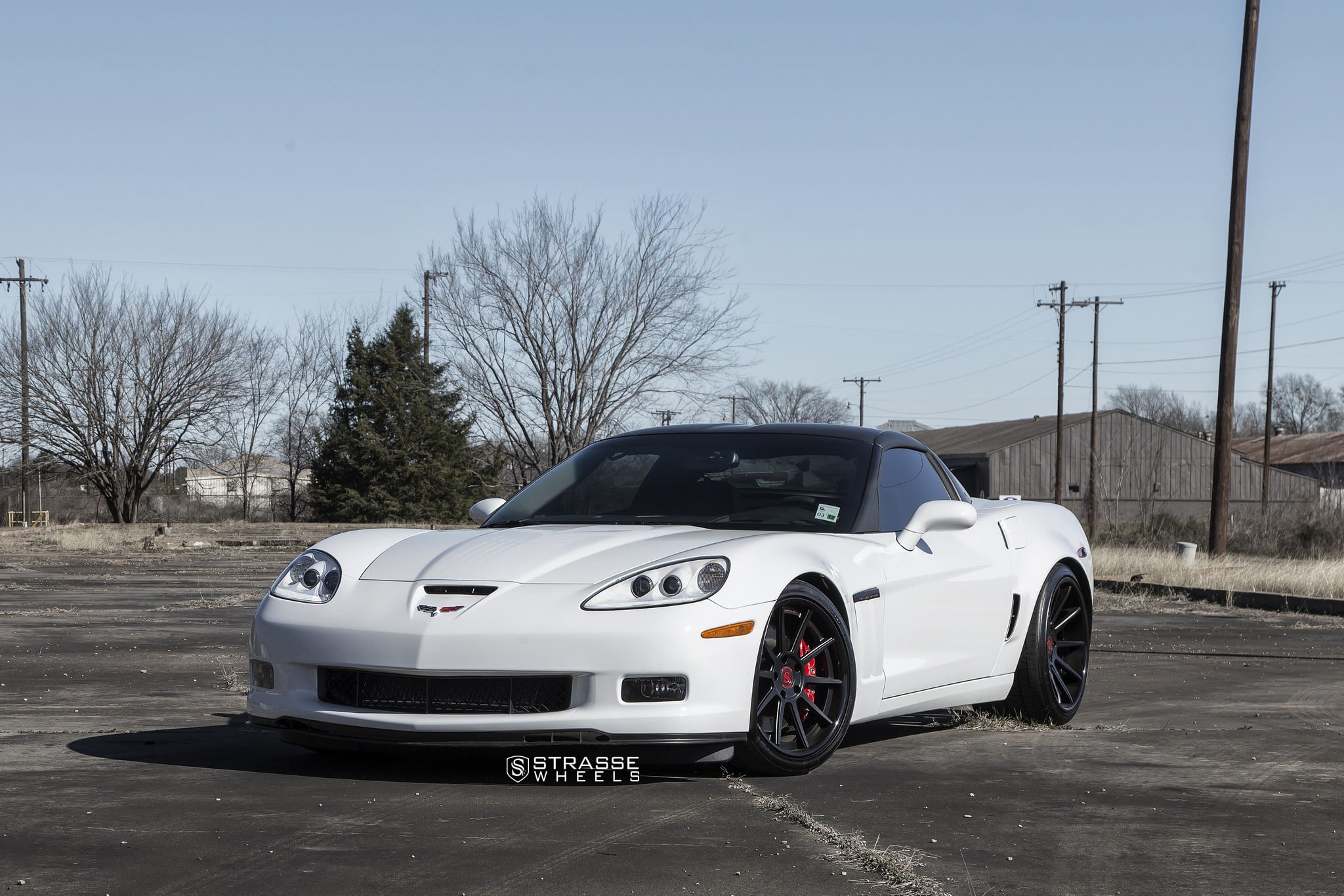 Custom Headlights on White Chevy Corvette - Photo by Strasse Forged