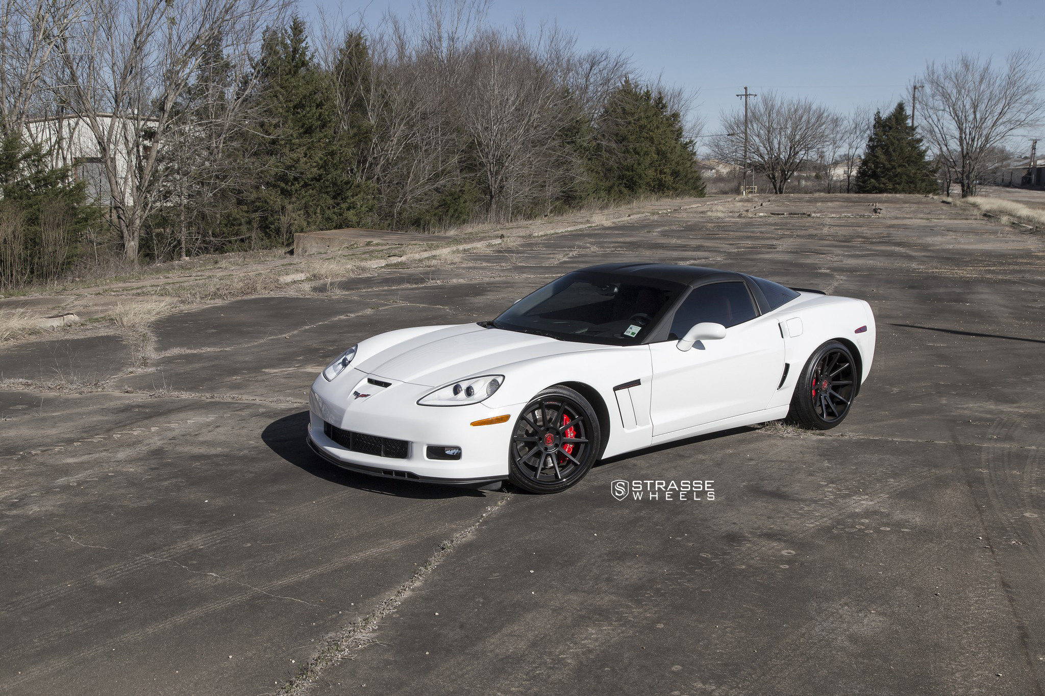 Front Bumper with Fog Lights on White Chevy Corvette - Photo by Strasse Forged