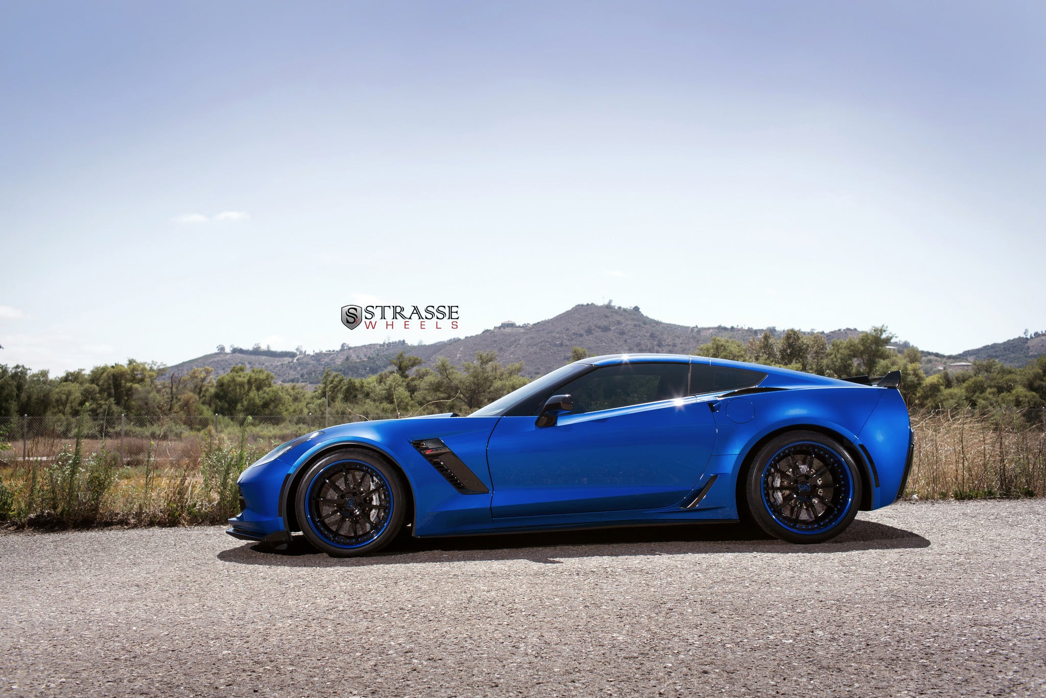 Custom Blue Chevy Corvette Side Vents - Photo by Strasse Forged