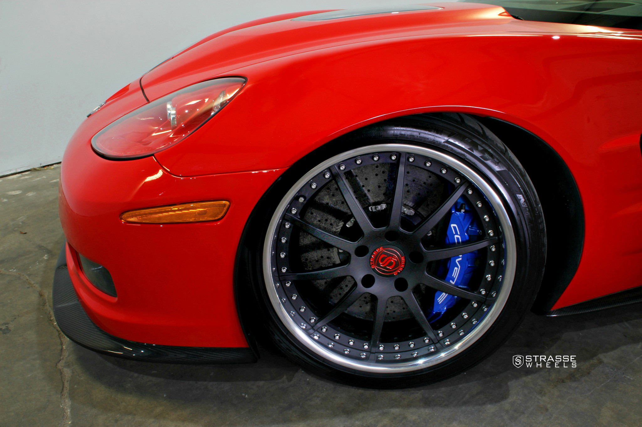 Red Chevy Corvette with Matte Black Strasse Wheels - Photo by Strasse Forged