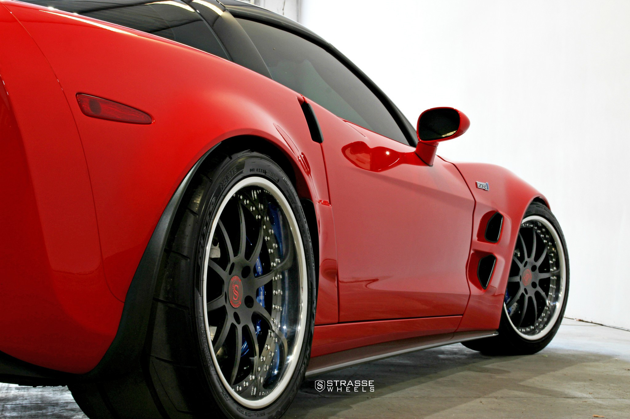 Custom Red Chevy Corvette Side Scoops - Photo by Strasse Forged