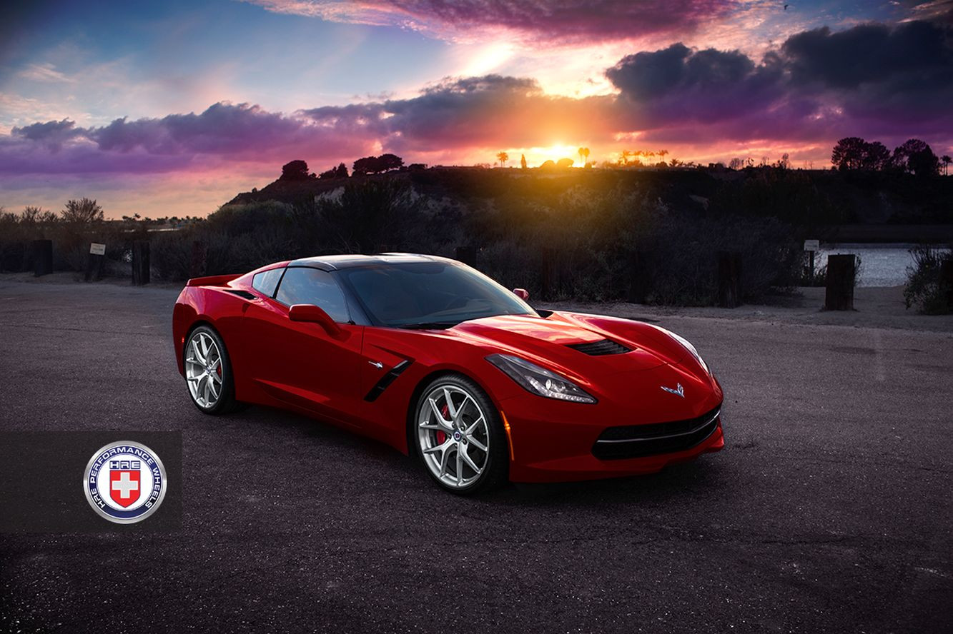 Dark Smoke LED Headlights on Red Chevy Corvette - Photo by HRE Wheels