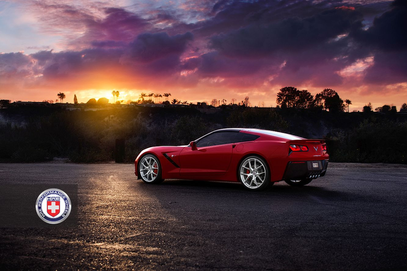 Chrome HRE Wheels on Red Chevy Corvette - Photo by HRE Wheels