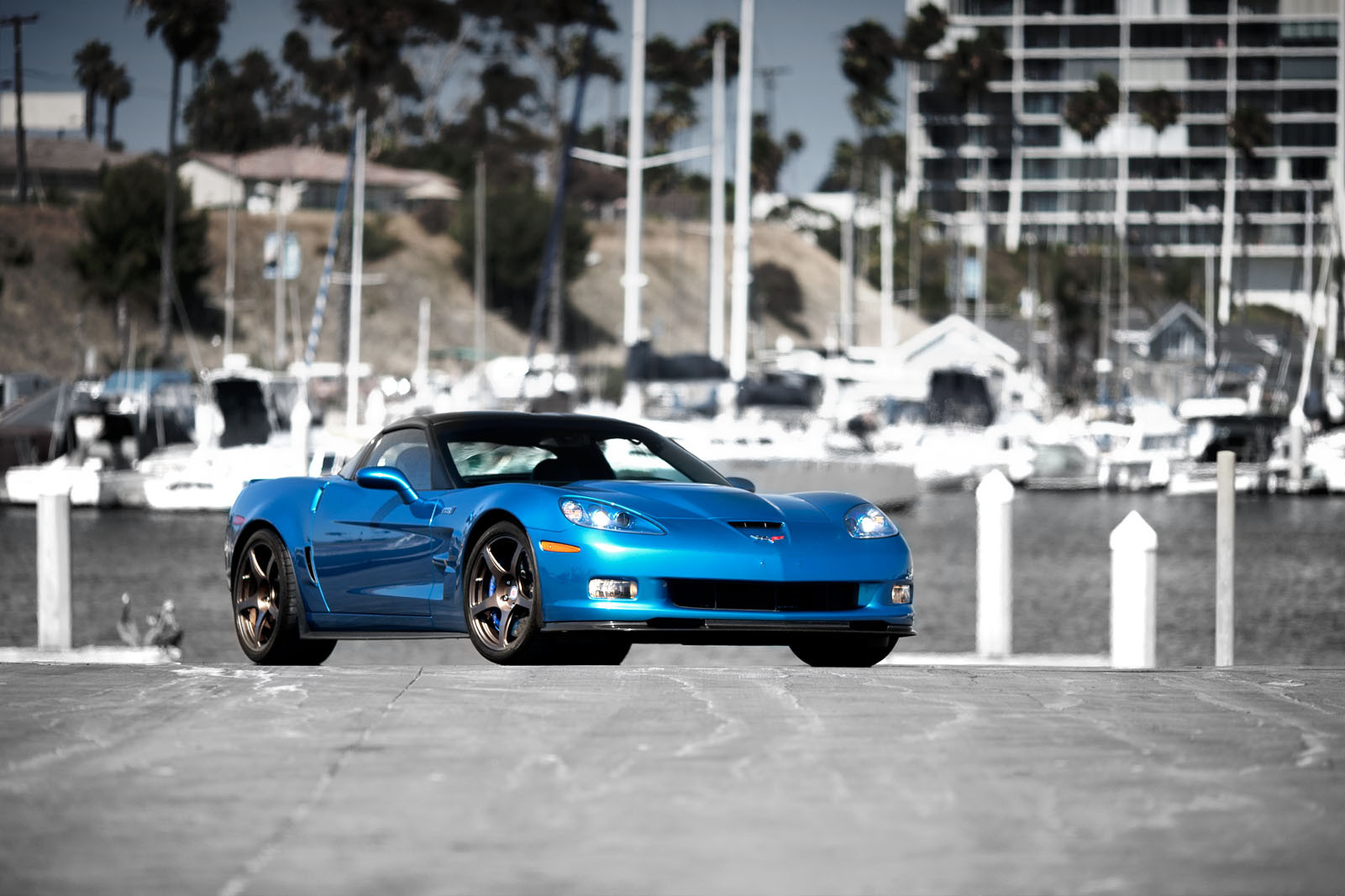 Blue Chevy Corvette with Aftermarket Front Bumper - Photo by chevy corvette
