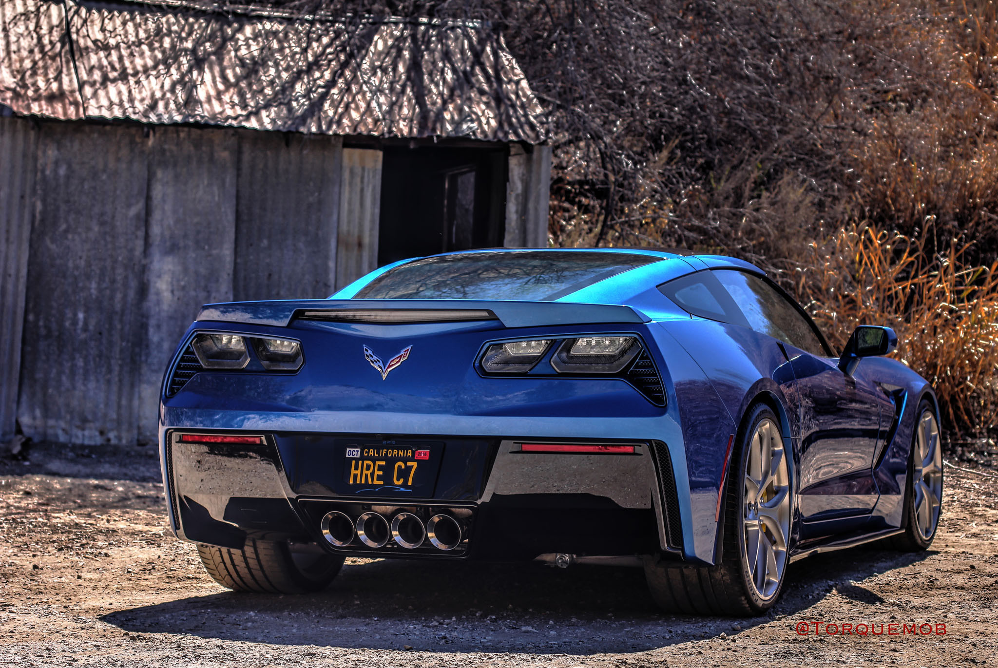 Dark Smoke Halo Headlights on Gray Chevy Corvette - Photo by HRE Wheels
