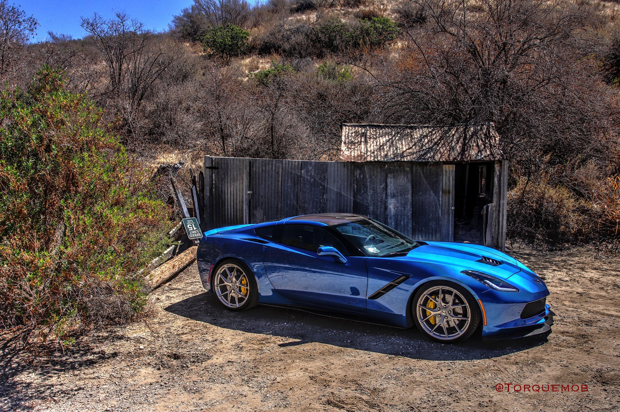 Gray Chevy Corvette with Custom Rear Diffuser - Photo by HRE Wheels