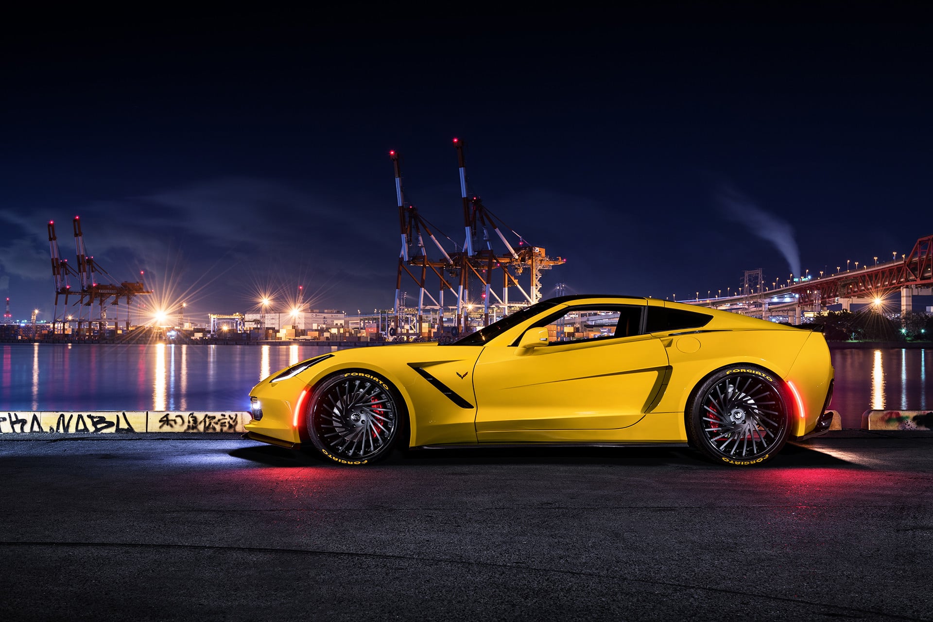 Custom Yellow Chevy Corvette Side Scoops - Photo by Forgiato