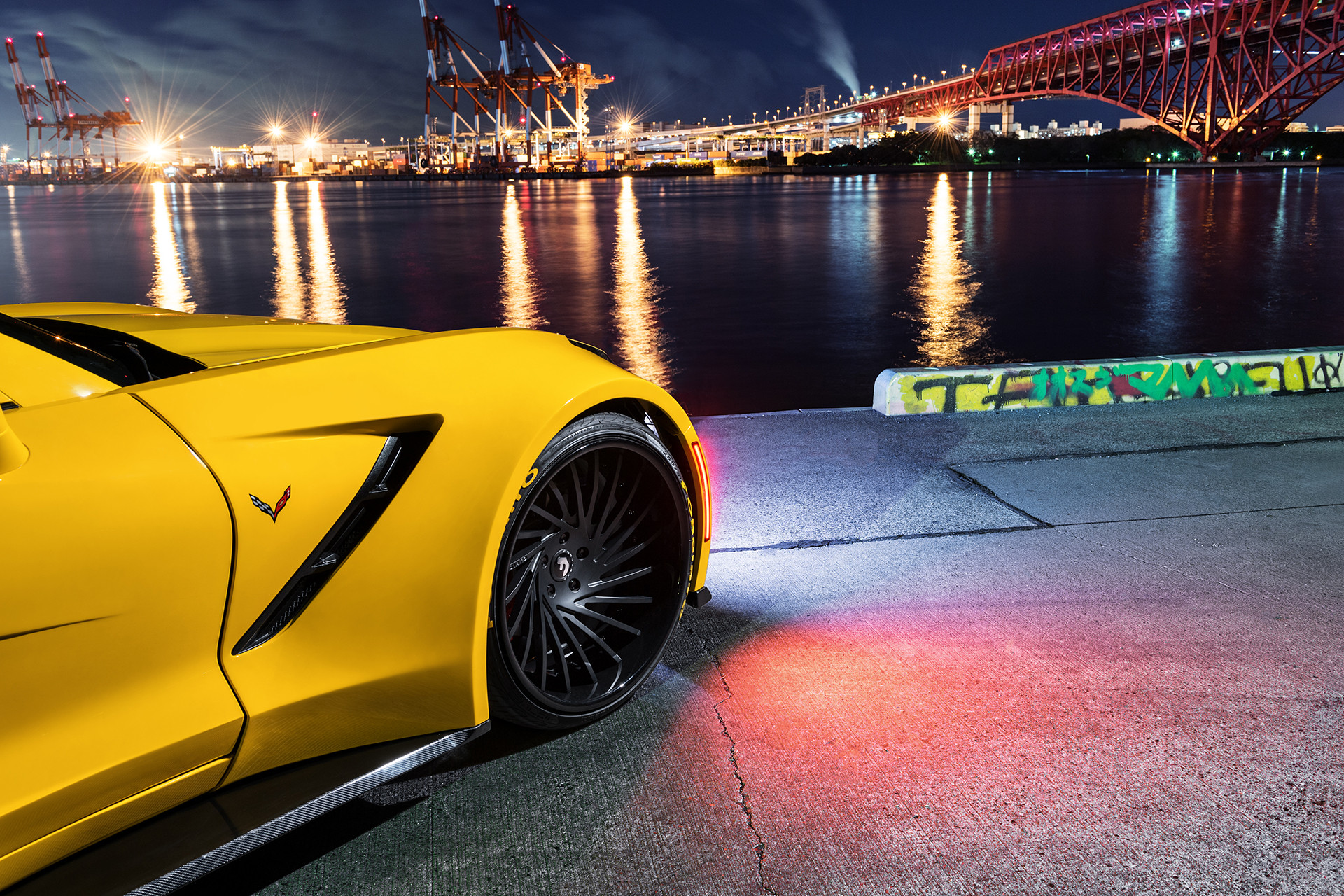 Matte Black Forgiato Rims on Yellow Chevy Corvette - Photo by Forgiato