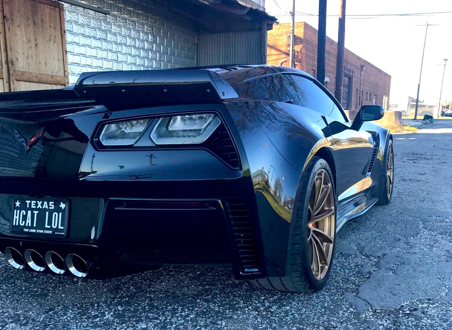 Custom Rear Diffuser on Black Chevy Corvette - Photo by Forgeline Motorsports
