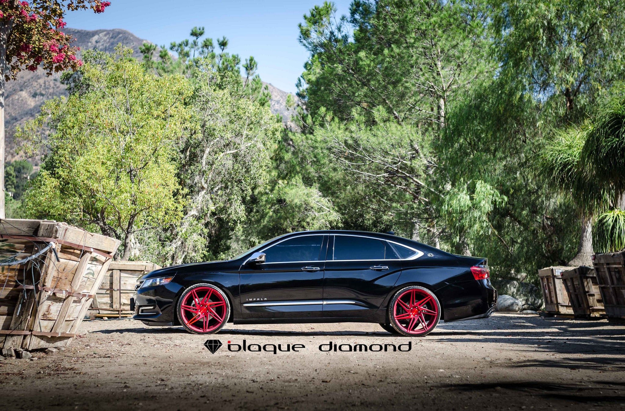 Black Chevy Impala On Red Custom Wheels - Photo by Black Diamond