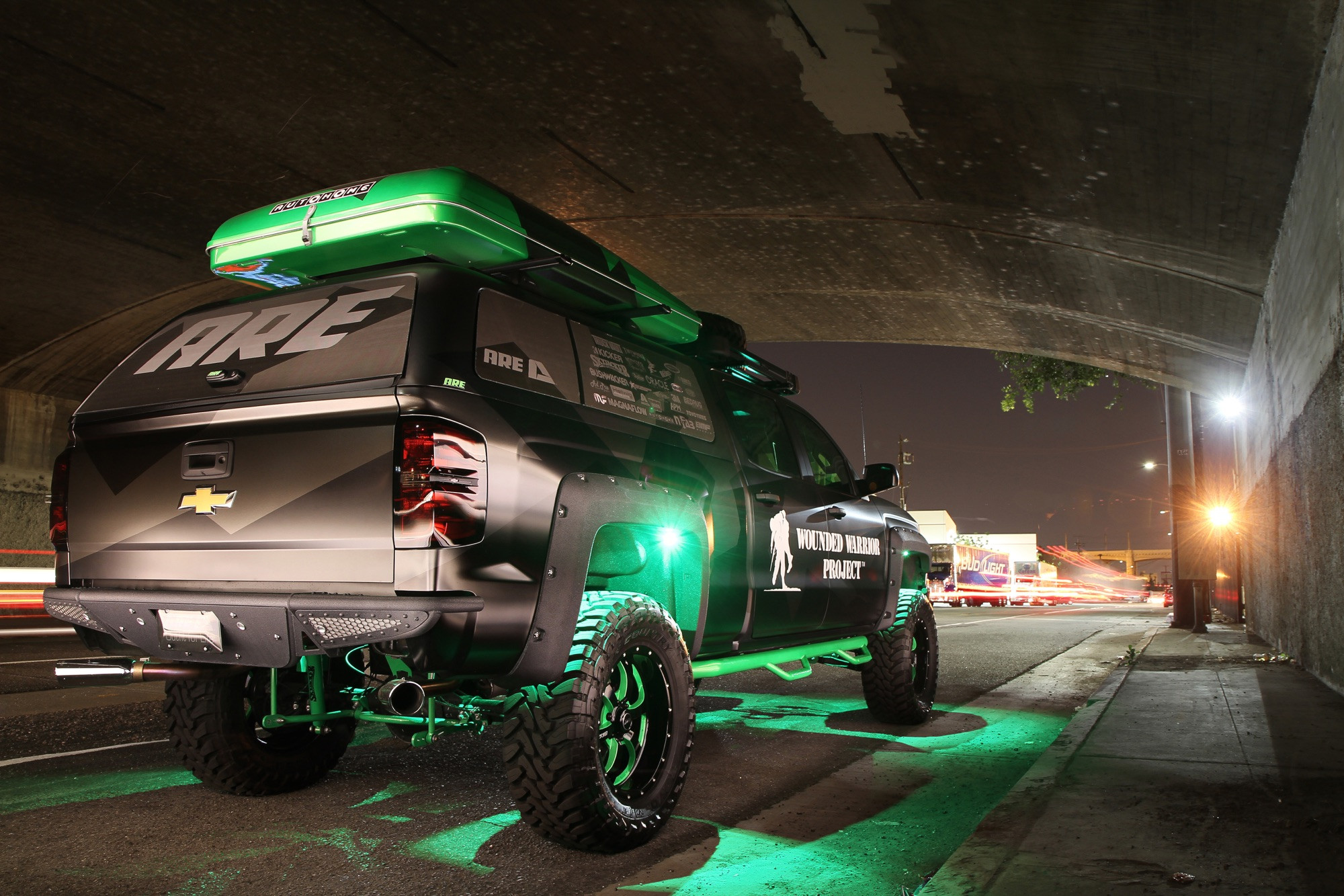 Chevy Silverado SEMA Truck With Green Wheel Well Lights - Photo by Brian Mcgee