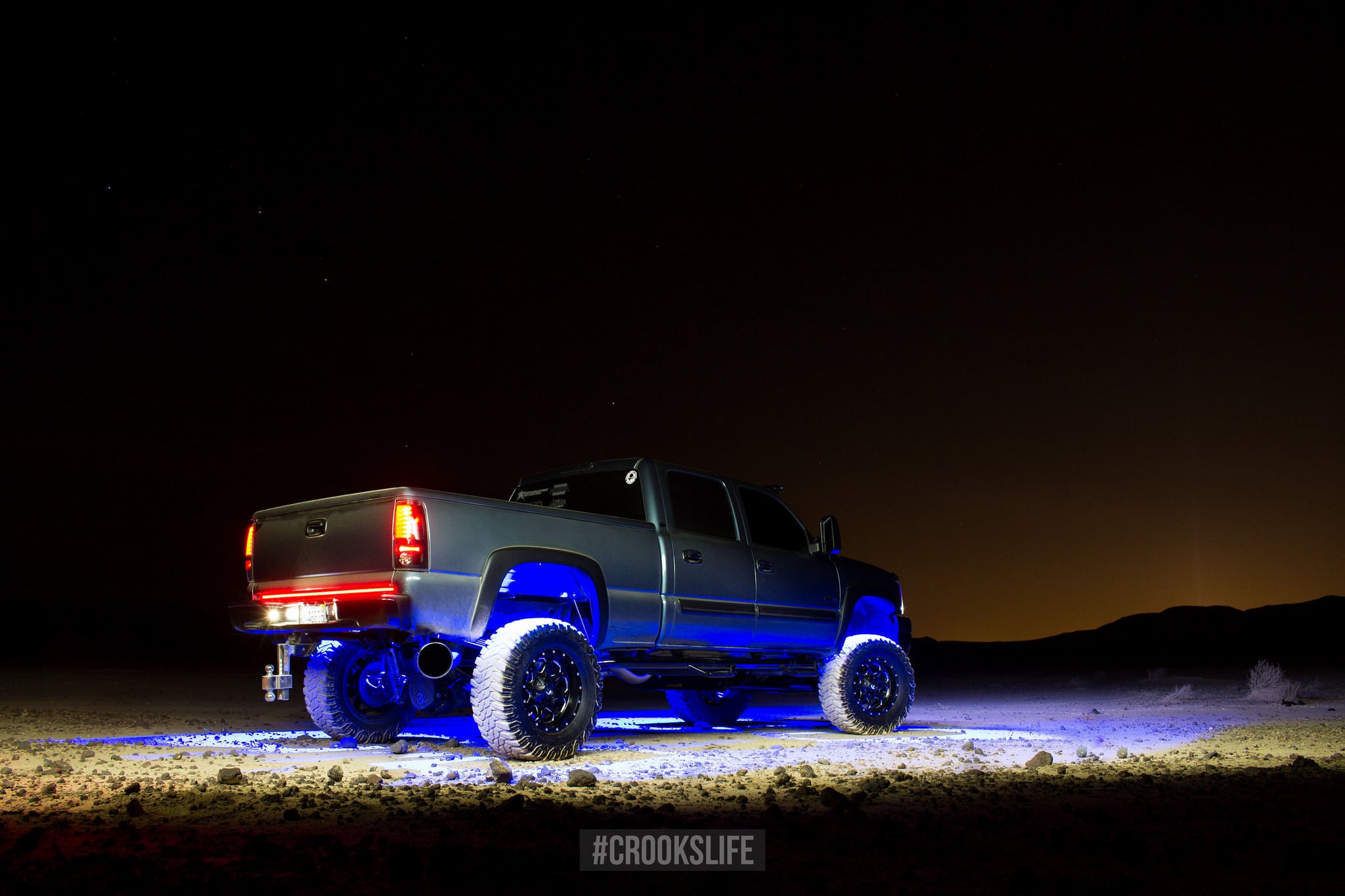 Lifted Chevy Silverado with Aftermarket LED Taillights  - Photo by Jimmy Crook