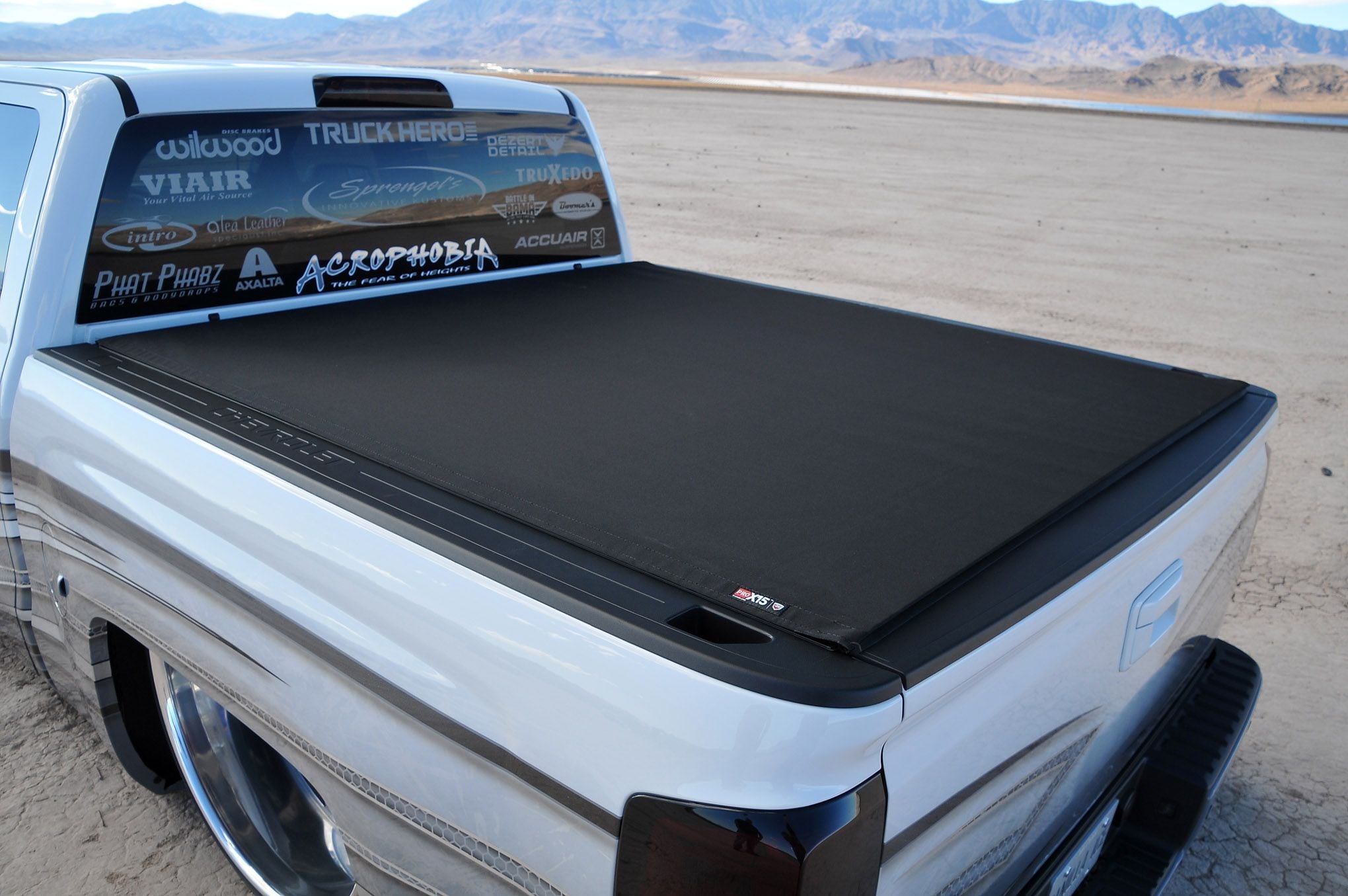 TruXedo Tonneau Cover on White Lowered Chevy Silverado - Photo by Phil Gordon