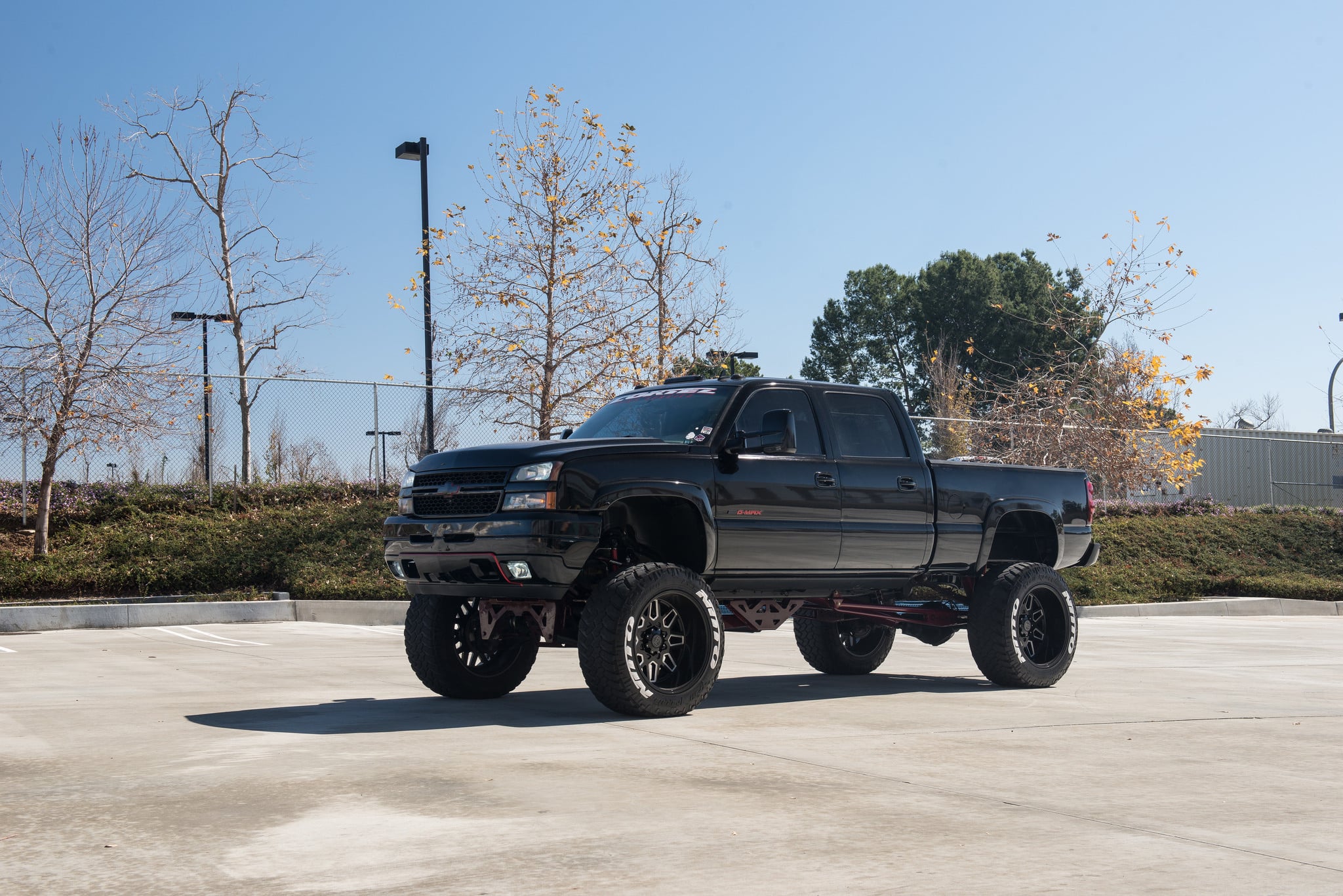 Black Lifted Chevy Silverado with Custom Mesh Grille - Photo by Black Rhino